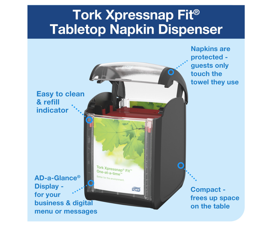 Tork Xpressnap Fit® Tabletop Napkin Dispenser (5.5 in. x 4.6 in. x 6.8 in., 4/Case)